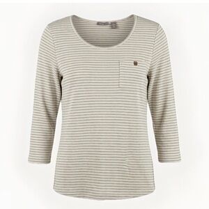 Chico's Metallic Striped 3/4 Sleeve Pocket Tee